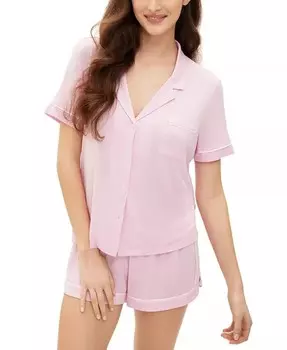 Женские 2 шт. Короткий пижамный комплект с зубчатым воротником GAP, розовый