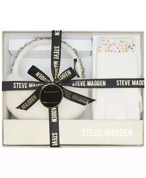 Женские 2 шт. Набор наушников и перчаток Bedazzled Gems Steve Madden, слоновая кость/кремовый