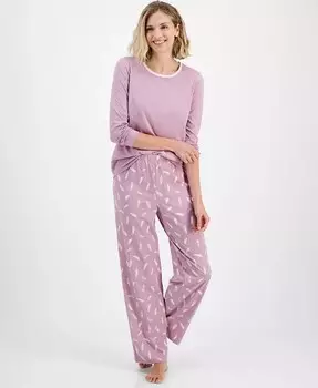 Женские 2 шт. Пижамный комплект с длинными рукавами Charter Club, фиолетовый