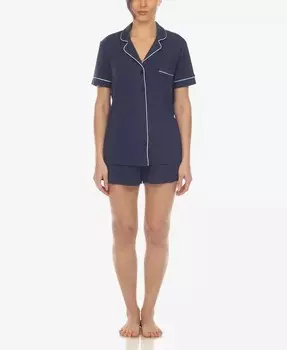 Женские 2 шт. Пижамный комплект с короткими рукавами White Mark, синий