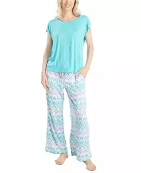 Женские 2 шт. Пижамный комплект в солнечном стиле MUK LUKS, синий