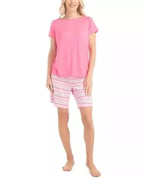 Женские 2 шт. Радостный пижамный комплект в морском стиле MUK LUKS, розовый