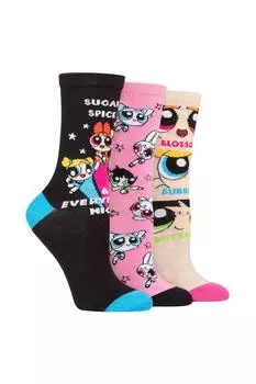 Женские 3 пары хлопковых носков для девочек SOCKSHOP Powerpuff Girls SOCKSHOP, мультиколор