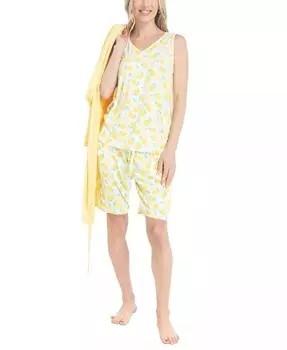 Женские 3 шт. Бермудский дорожный спальный комплект MUK LUKS, желтый