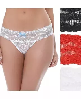 Женские 3 шт. Нижнее белье кружевные стринги Kiss 970582 b.tempt'd, мультиколор