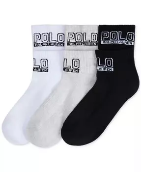 Женские 3 шт. Носки Quarter Crew Polo Ralph Lauren, мультиколор