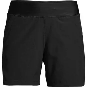 Женские 5-дюймовые быстросохнущие шорты с эластичной резинкой на талии, шорты для плавания с трусиками Lands' End, черный