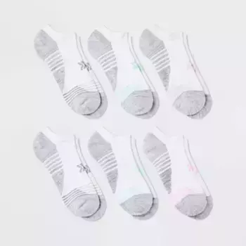 Женские 6 пар мягких спортивных носков в полоску для непубличных мероприятий - All In Motion, цвет White