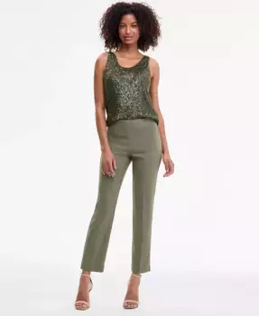 Женские эластичные брюки-чинос Urban Stretch с манжетами на щиколотках Anne Klein, зеленый