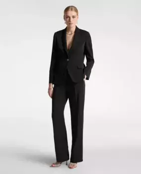 Женские эластичные брюки из кади с пуговицей и скрытой молнией Elena Mir, черный