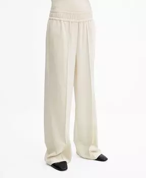 Женские эластичные брюки с высокой талией MANGO, слоновая кость/кремовый