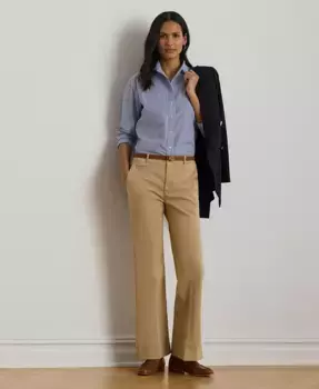 Женские эластичные хлопковые брюки-клеш Chino Lauren Ralph Lauren, коричневый/бежевый