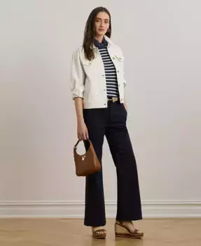 Женские эластичные хлопковые брюки-клеш Chino Lauren Ralph Lauren, синий