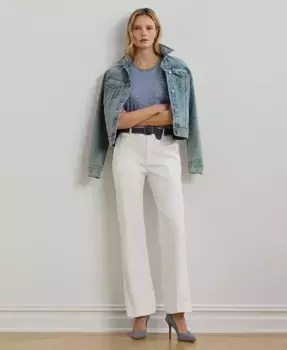 Женские эластичные хлопковые брюки-клеш Chino Lauren Ralph Lauren, белый