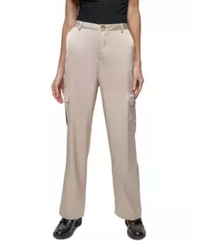 Женские эластичные сатиновые карго-штаны с широкими штанинами DKNY Jeans, коричневый