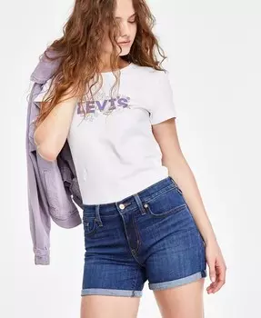 Женские эластичные шорты средней длины со средней посадкой Levi's, синий