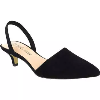 Женские эластичные туфли на каблуке с открытой пяткой Sarah Bella Vita, цвет black suede leather