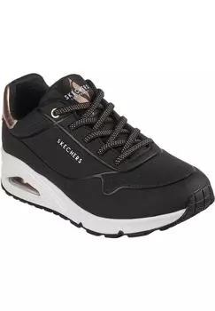 Женские амортизирующие кроссовки на танкетке Uno SKECHERS, цвет Black Durabuck