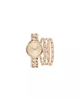 Женские аналоговые часы из розового золота с браслетом из металлического сплава, подарочный набор 38 мм Kendall + Kylie