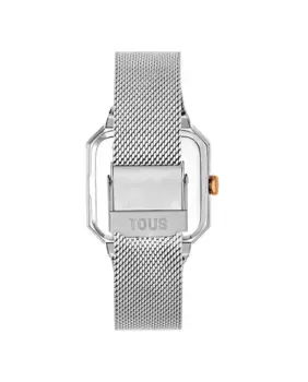 Женские аналоговые часы Karat Squared с розовой сталью IPRG и стальным браслетом Tous, серебряный