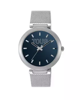 Женские аналоговые часы S-Mesh Mirror с синим циферблатом Tous, серебряный