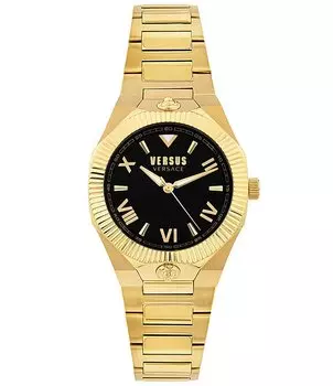 Женские аналоговые часы Versus By Versace Echo Park с черным циферблатом и золотым браслетом из нержавеющей стали, золотой