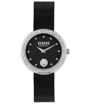 Женские аналоговые часы Versus By Versace Lea Crystal черного цвета с браслетом из нержавеющей стали, черный