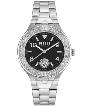 Женские аналоговые часы Versus By Versace Vittoria Crystal с браслетом из нержавеющей стали, серебро