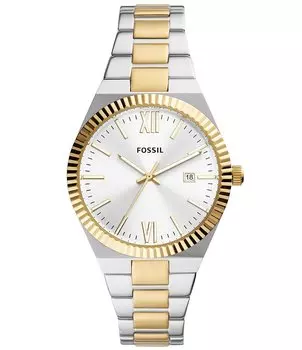 Женские аналоговые двухцветные кварцевые часы Fossil Scarlette с браслетом из нержавеющей стали, мультиколор