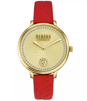 Женские аналоговые красные кожаные часы Versus By Versace La Villette Crystal, красный