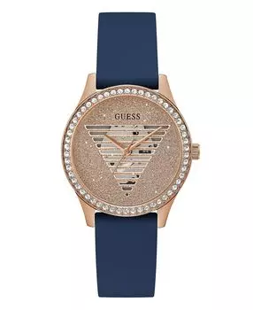 Женские аналоговые синие силиконовые часы 38 мм GUESS, синий