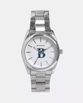Женские аналоговые стальные часы с белым циферблатом Brownie, серебряный