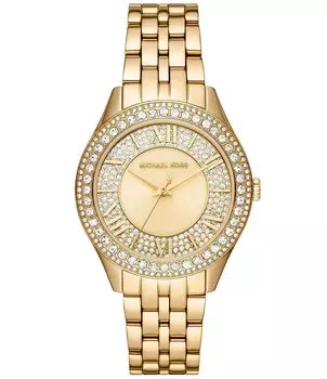 Женские аналоговые золотистые часы-браслет Michael Kors Harlowe с тремя стрелками из нержавеющей стали, золотой