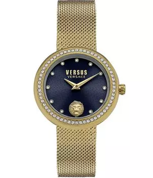Женские аналоговые золотые часы Versus by Versace Lea Crystal с сетчатым браслетом из нержавеющей стали, золотой