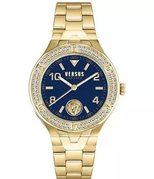 Женские аналоговые золотые часы Versus By Versace Vittoria Crystal с браслетом из нержавеющей стали, золотой