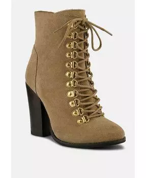 Женские антикварные ботинки на высоком каблуке GOOSE-FEATHER Rag & Co, коричневый/бежевый