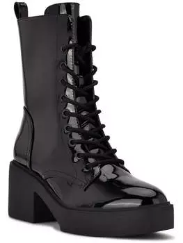 Женские армейские ботинки из искусственной кожи с тиснением и шнуровкой Nine West, черный