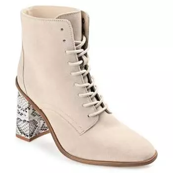 Женские армейские ботинки Journee Signature из натуральной кожи Edda Almond Toe Block Heel, цвет sand
