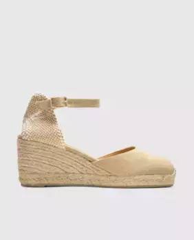 Женские эспадрильи Carol на танкетке из стираного хлопка, с застежкой-браслетом сбоку с металлической пряжкой Castaer, цвет Natural