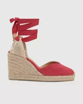 Женские эспадрильи Chiara на танкетке из стираного органического хлопка с застежкой-лентой Castaer, красный