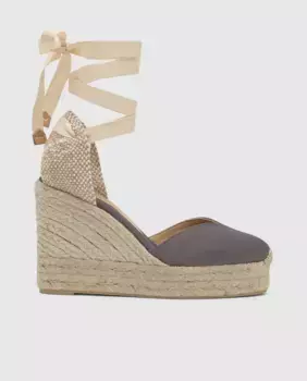 Женские эспадрильи Chiara на танкетке с двойной платформой и застежкой на ленту Castaer, серый