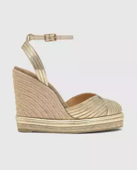 Женские эспадрильи Colina на танкетке из кожи с застежкой-браслетом Castaer, золото