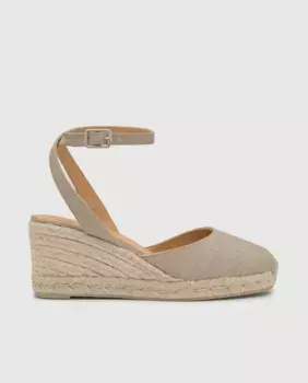 Женские эспадрильи Cybil на танкетке из металлизированного льна с застежкой-браслетом Castaer, серебряный