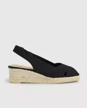 Женские эспадрильи Diana на танкетке из органического хлопка с открытым мыском и эластичной застежкой Castaer, черный