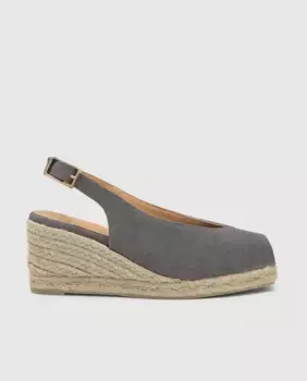 Женские эспадрильи Diana с открытым носком на танкетке и открытой спиной из стираного органического хлопка Castaer, темно-серый