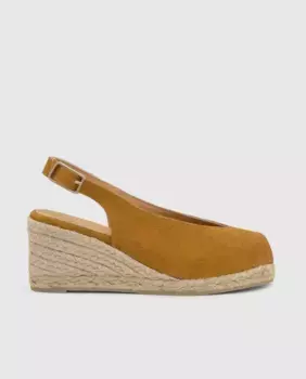 Женские эспадрильи Diana с открытым носком на танкетке и открытой спиной из стираного органического хлопка Castaer, горчичный