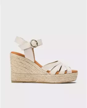 Женские эспадрильи из коровьей кожи на танкетке с перекрещенными ремешками Wonders, белый