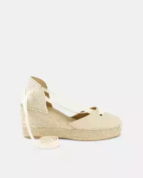 Женские эспадрильи на джутовой танкетке с перфорированным орнаментом Latouche, цвет 120 Crudo