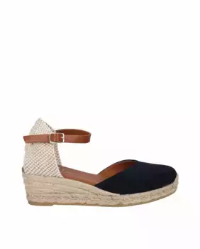 Женские эспадрильи на низкой танкетке из кожи Viguera, тёмно-синий