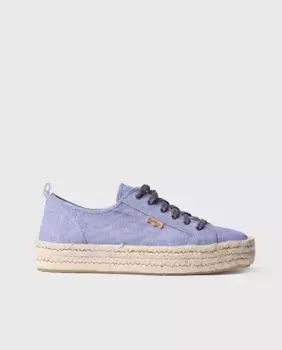 Женские эспадрильи на платформе из ткани однотонных тонов со шнуровкой Toni Pons, темно-синий
